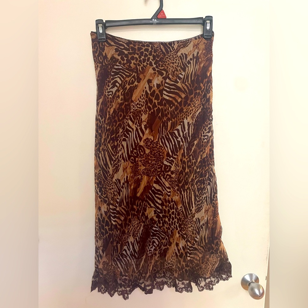 Vintage leopard low rise maxi skirt
